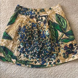 Anthropologie printed mini skirt with back zip
